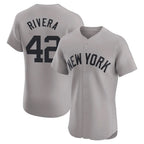 Silnrao NY.Yankees #42 Mariano Rivera Player Gray Limited Elite Home Stitched Jerseys