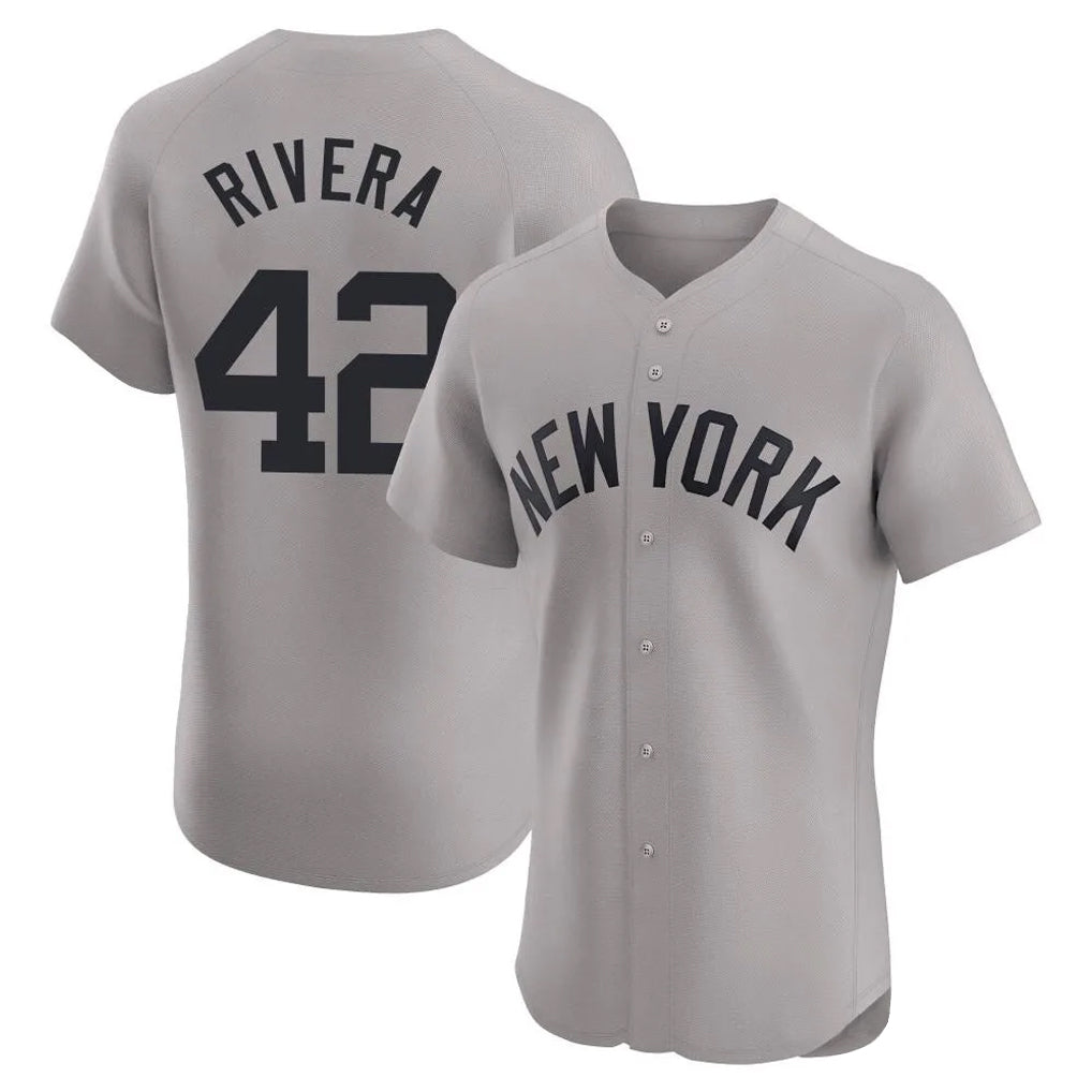 Silnrao NY.Yankees #42 Mariano Rivera Player Gray Limited Elite Home Stitched Jerseys