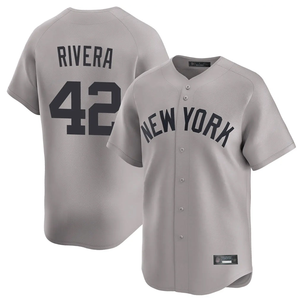 Silnrao NY.Yankees #42 Mariano Rivera Player Gray Limited Home Stitched Jerseys