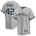 Silnrao NY.Yankees #42 Mariano Rivera Player Gray Road Game Stitched Jerseys