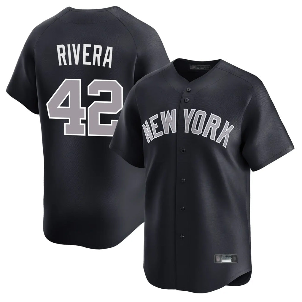 Silnrao NY.Yankees #42 Mariano Rivera Player Navy Limited Home Stitched Jerseys