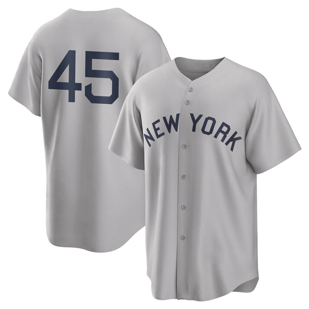 Silnrao NY.Yankees #45 Gerrit Cole Player Gray Field of Dreams Game Stitched Jerseys