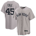 Silnrao NY.Yankees #45 Gerrit Cole Player Gray Game Home Stitched Jerseys