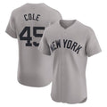 Silnrao NY.Yankees #45 Gerrit Cole Player Gray Limited Elite Home Stitched Jerseys