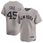 Silnrao NY.Yankees #45 Gerrit Cole Player Gray Limited Home Stitched Jerseys