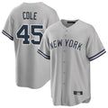 Silnrao NY.Yankees #45 Gerrit Cole Player Gray Road Game Stitched Jerseys