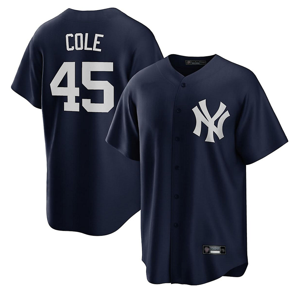 Silnrao NY.Yankees #45 Gerrit Cole Player Navy Game Home Stitched Jerseys