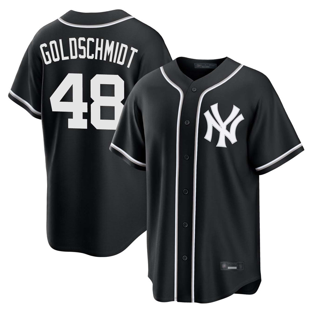 Silnrao NY.Yankees #48 Paul Goldschmidt Player Black Out Game Home Stitched Jerseys