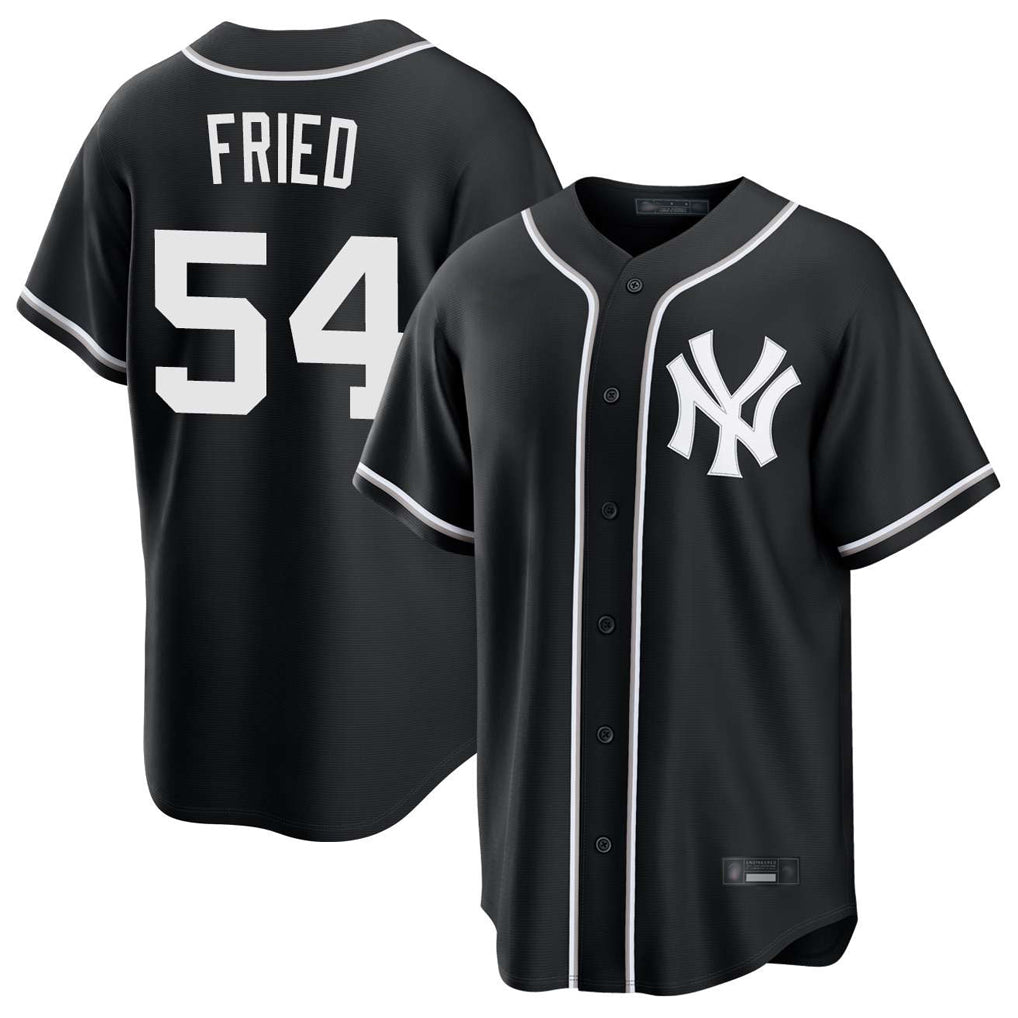 Silnrao NY.Yankees #54 Max Fried Player Black Out Game Stitched Jerseys