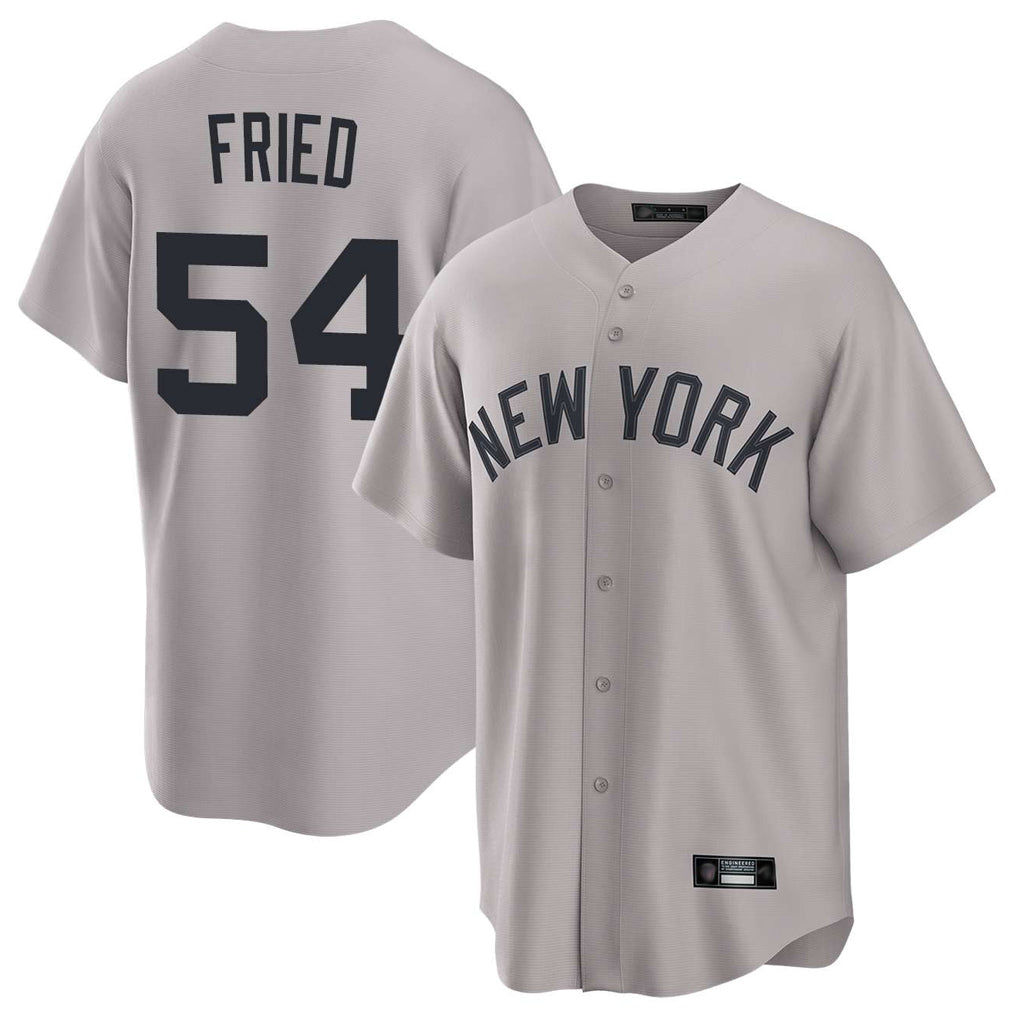 Silnrao NY.Yankees #54 Max Fried Player Gray Game Home Stitched Jerseys