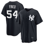 Silnrao NY.Yankees #54 Max Fried Player Navy Game Stitched Jerseys