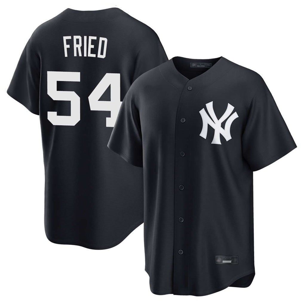 Silnrao NY.Yankees #54 Max Fried Player Navy Game Stitched Jerseys