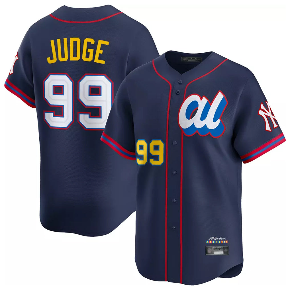 Silnrao NY.Yankees #99 Aaron Judge Player Navy All Star Limited Home Stitched Jerseys