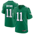 Silnrao P.Eagles #11 A.J. Brown Green Alternate Game Player Jersey Stitched American Stitched Jerseys