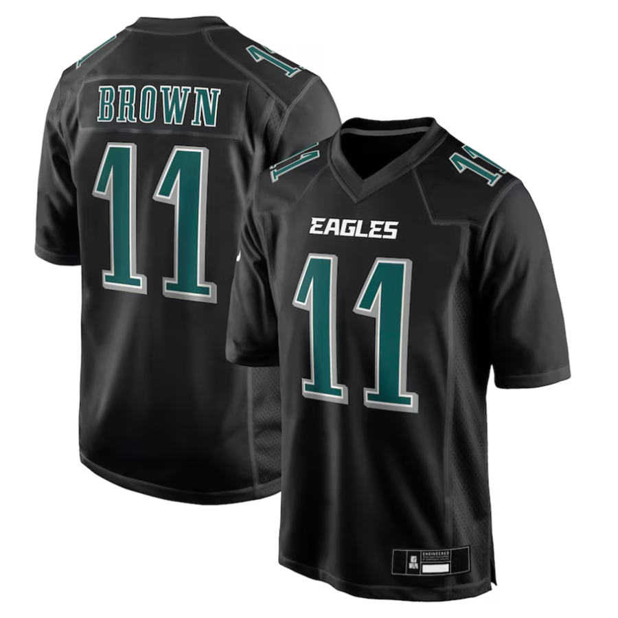 Silnrao P.Eagles #11 A.J. Brown Player Black Fashion Game Stitched Jerseys