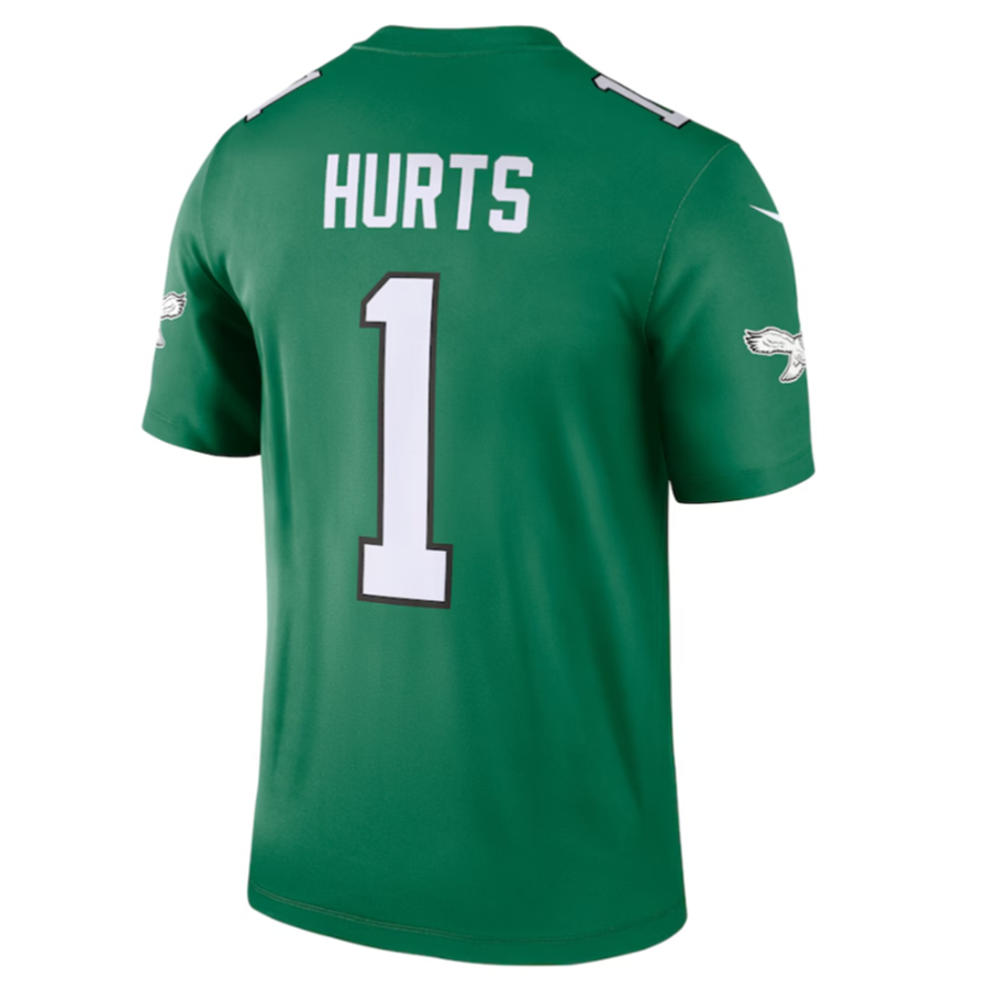 Silnrao P.Eagles #1 Jalen Hurts Green Alternate Legend Player Jersey Stitched American Stitched Jerseys