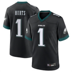 Silnrao P.Eagles #1 Jalen Hurts Player Black Game Baseball Stitched Jerseys