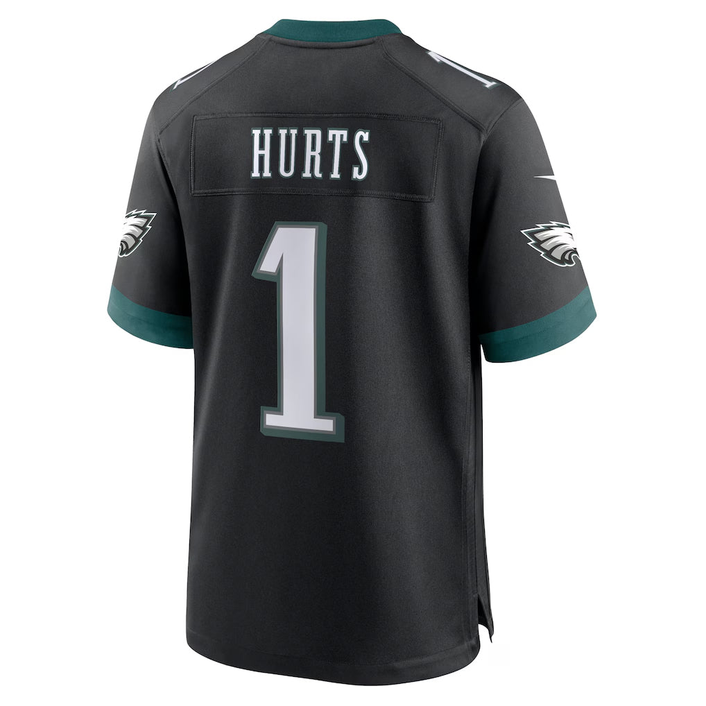 Silnrao P.Eagles #1 Jalen Hurts Player Black Home Game Stitched Jerseys