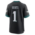 Silnrao P.Eagles #1 Jalen Hurts Player Black Home Game Stitched Jerseys