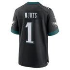Silnrao P.Eagles #1 Jalen Hurts Player Black Home Game Stitched Jerseys
