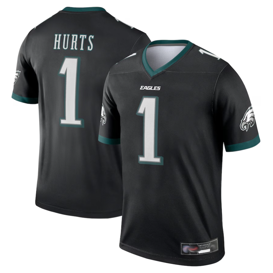 Silnrao P.Eagles #1 Jalen Hurts Player Black Legend Baseball Stitched Jerseys
