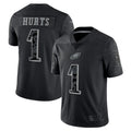 Silnrao P.Eagles #1 Jalen Hurts Player Black REFLECTIVE Limited Stitched Jerseys