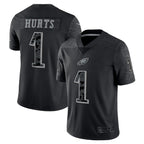 Silnrao P.Eagles #1 Jalen Hurts Player Black REFLECTIVE Limited Stitched Jerseys