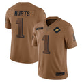 Silnrao P.Eagles #1 Jalen Hurts Player Brown Salute To Service Limited Stitched Jerseys