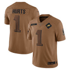 Silnrao P.Eagles #1 Jalen Hurts Player Brown Salute To Service Limited Stitched Jerseys