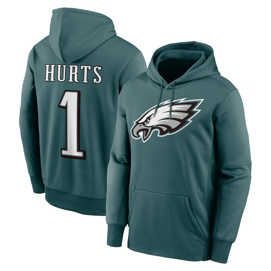 Silnrao P.Eagles #1 Jalen Hurts Player Green Military Hoodie Game Stitched Jerseys
