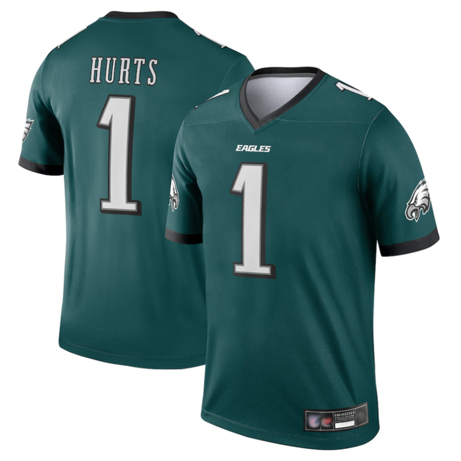 Silnrao P.Eagles #1 Jalen Hurts Player Green Team Legend Baseball Stitched Jerseys