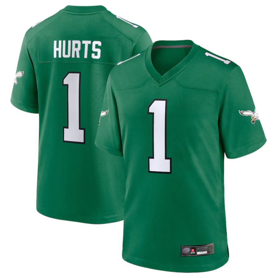 Silnrao P.Eagles #1 Jalen Hurts Player Kelly Green Game Baseball Stitched Jerseys