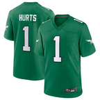 Silnrao P.Eagles #1 Jalen Hurts Player Kelly Green Game Baseball Stitched Jerseys