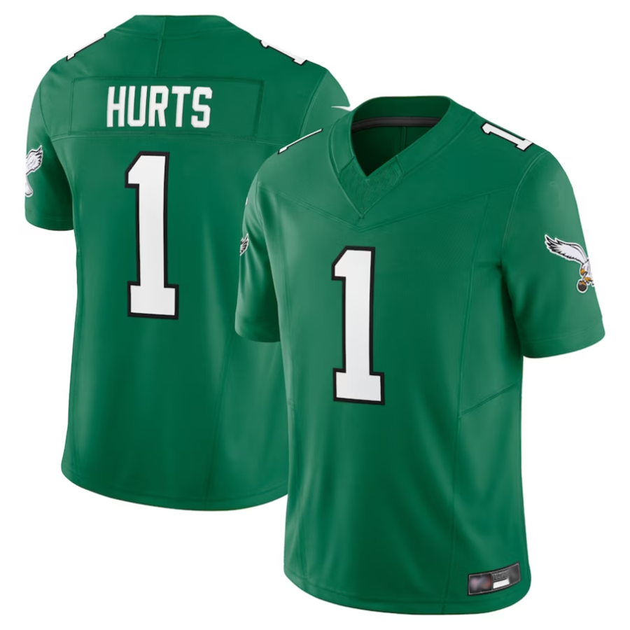 Silnrao P.Eagles #1 Jalen Hurts Player Kelly Green Vapor F.U.S.E. Limited Baseball Stitched Jerseys