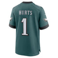 Silnrao P.Eagles #1 Jalen Hurts Player Midnight Green Home Game Stitched Jerseys