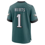 Silnrao P.Eagles #1 Jalen Hurts Player Midnight Green Home Game Stitched Jerseys