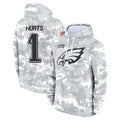 Silnrao P.Eagles #1 Jalen Hurts Player Military Hoodie Arctic Camo Salute To Service Stitched Jerseys