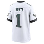 Silnrao P.Eagles #1 Jalen Hurts Player White Home Game Stitched Jerseys