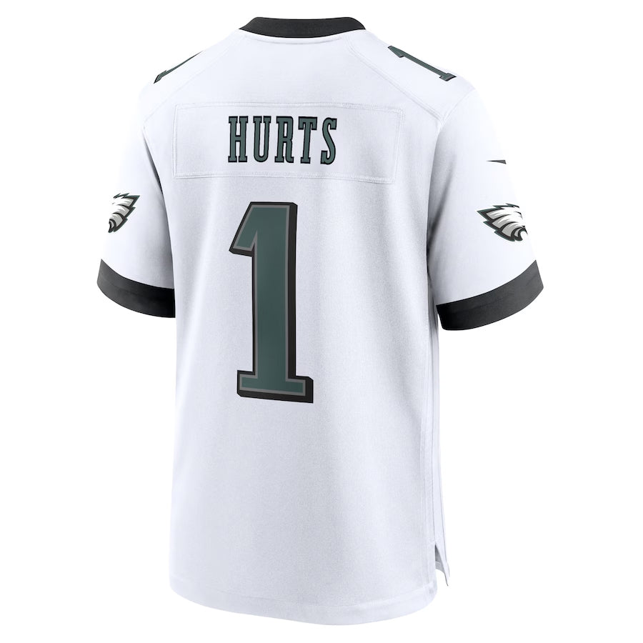 Silnrao P.Eagles #1 Jalen Hurts Player White Home Game Stitched Jerseys