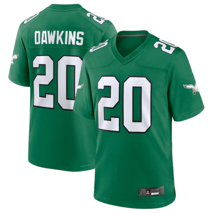 Silnrao P.Eagles #20 Brian Dawkins Green Alternate Retired Player Game Jersey Stitched American Stitched Jerseys