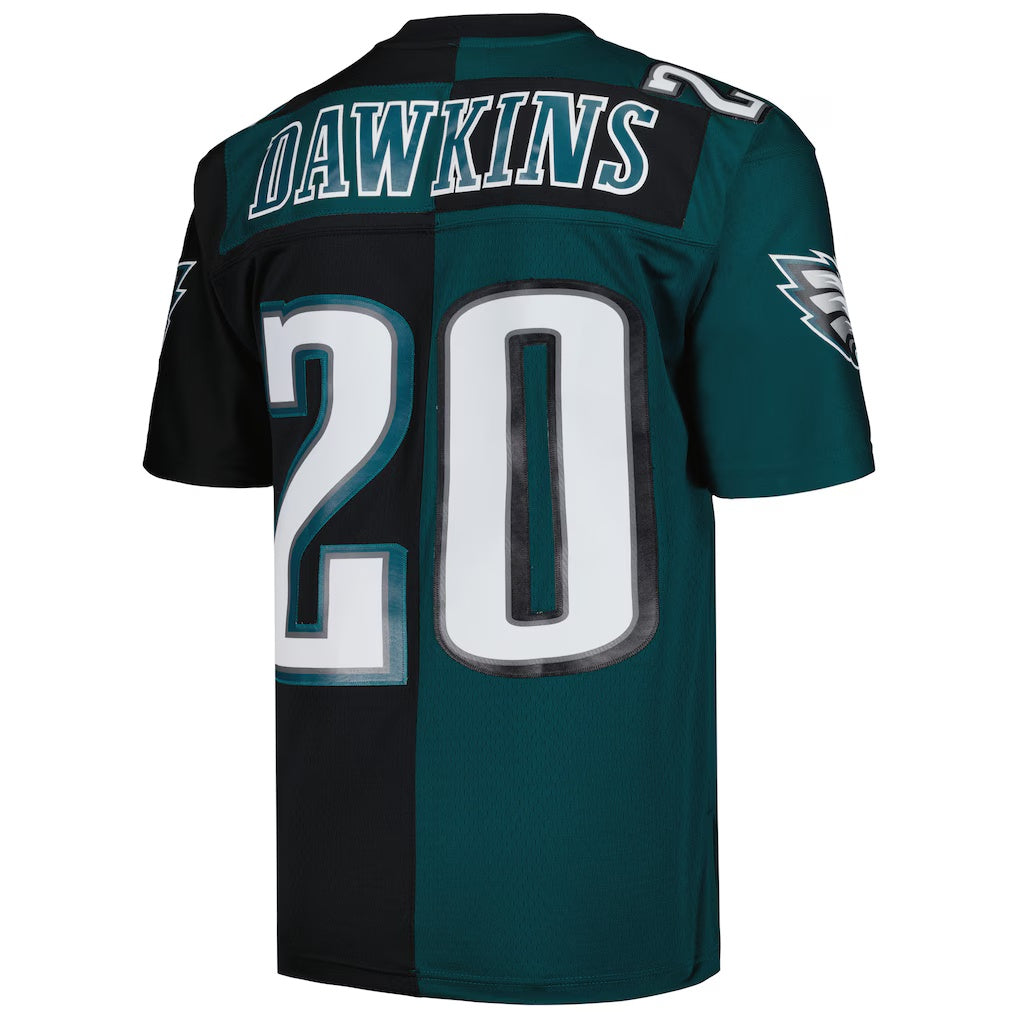 Silnrao P.Eagles #20 Brian Dawkins Mitchell & Ness Midnight Green-Black Split Legacy Replica Stitched Jerseys