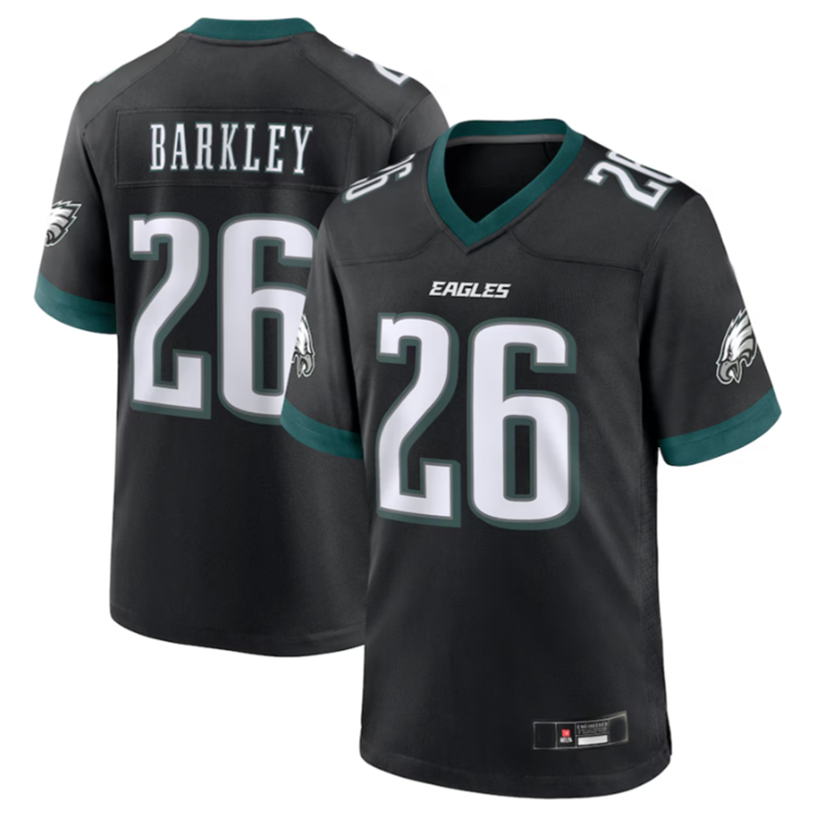 Silnrao P.Eagles #26 Saquon Barkley Black Alternate Game Jersey Stitched American Stitched Jerseys