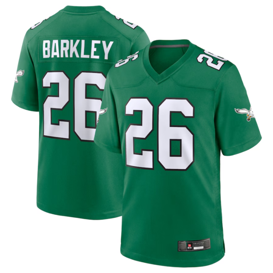 Silnrao P.Eagles #26 Saquon Barkley Green Alternate Game Jersey Stitched American Stitched Jerseys
