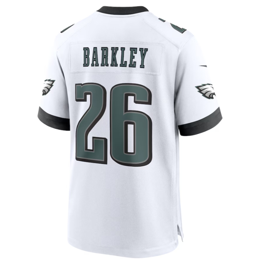 Silnrao P.Eagles #26 Saquon Barkley Midnight White Game Player Jersey Stitched American Stitched Jerseys