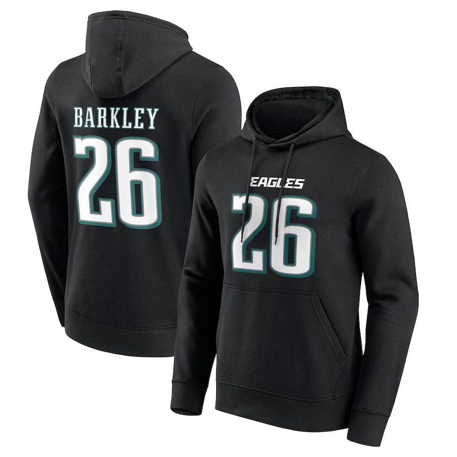 Silnrao P.Eagles #26 Saquon Barkley Player Black Graphic Hoodie Stitched Jerseys