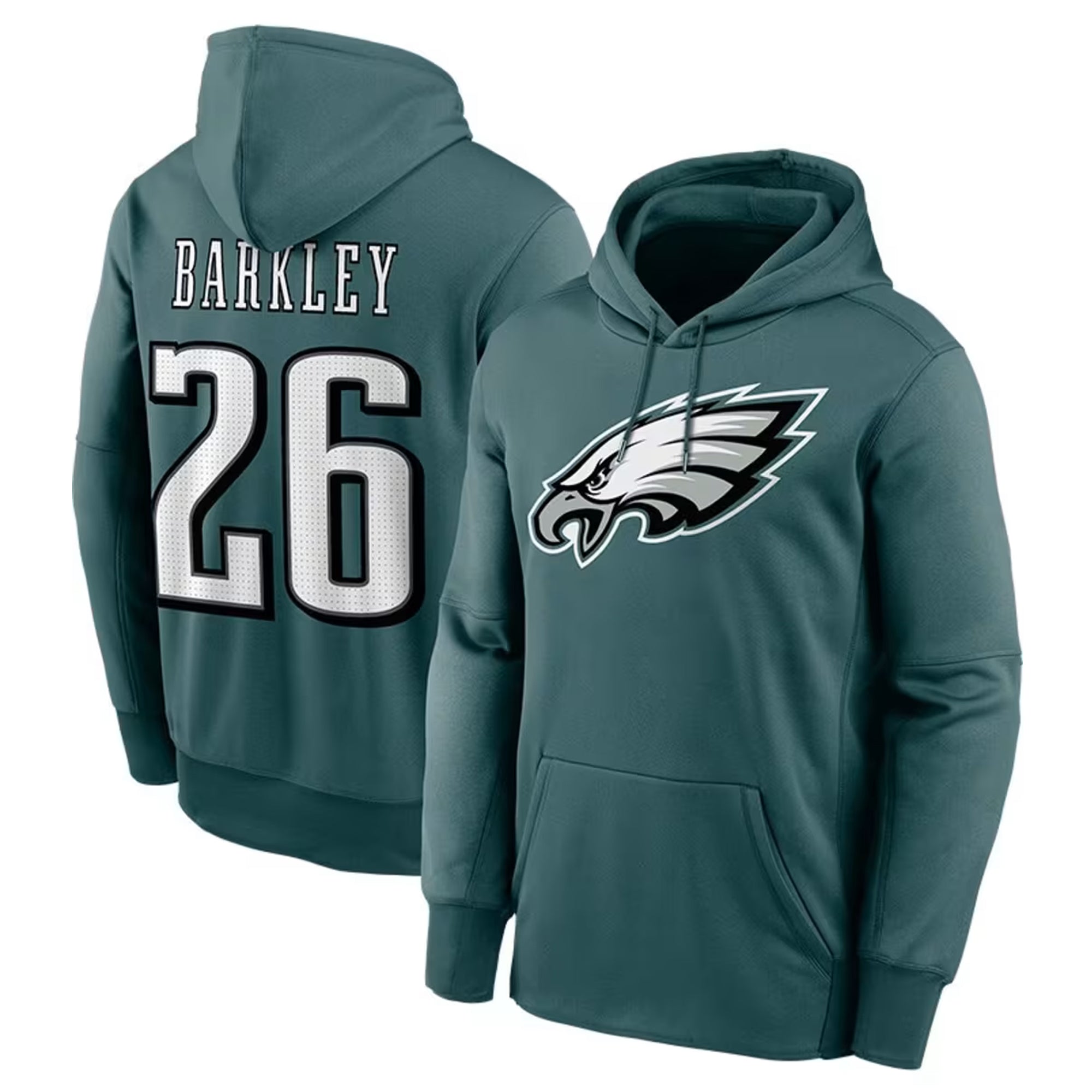 Silnrao P.Eagles #26 Saquon Barkley Player Green Pullover Hoodie Stitched Jerseys