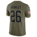 Silnrao P.Eagles #26 Saquon Barkley Player Salute To Service Olive Stitched Jerseys
