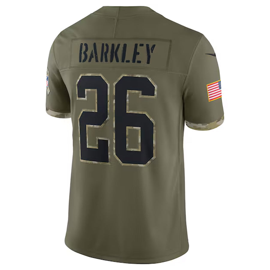 Silnrao P.Eagles #26 Saquon Barkley Player Salute To Service Olive Stitched Jerseys
