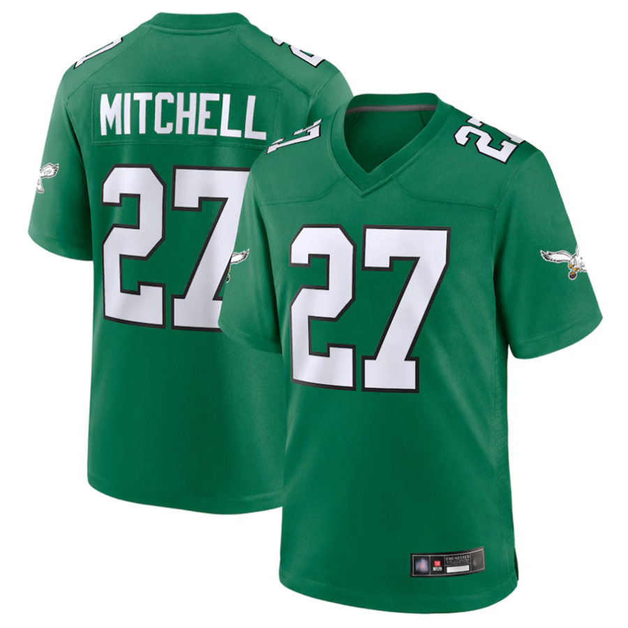 Silnrao P.Eagles #27 Quinyon Mitchell Player Kelly Green Replica Game Stitched Jerseys
