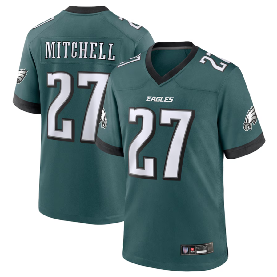 Silnrao P.Eagles #27 Quinyon Mitchell Player Midnight Green Replica Game Stitched Jerseys